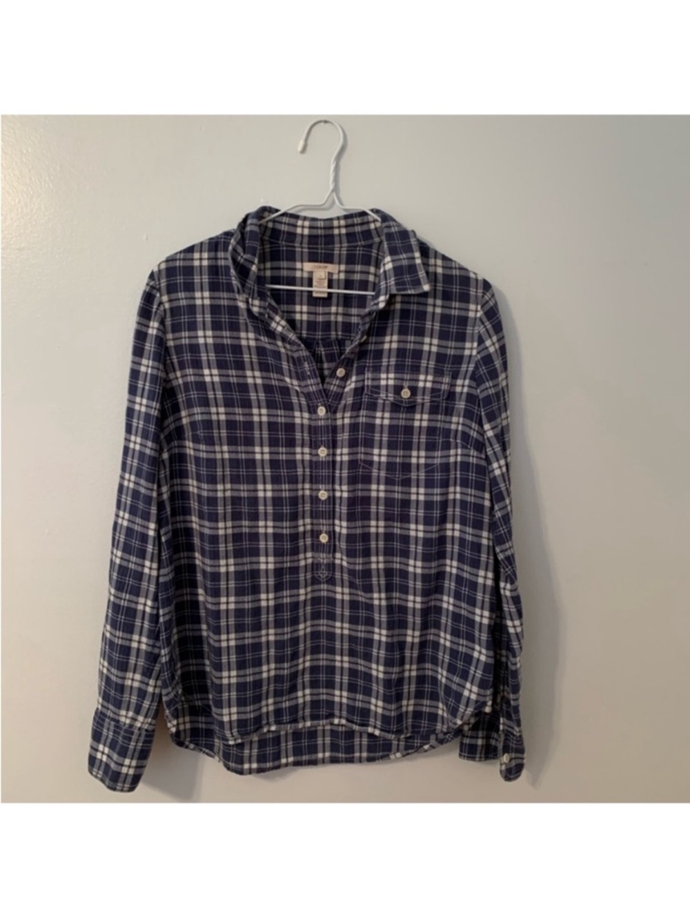jcrew Navy & White Plaid pullover Shirt